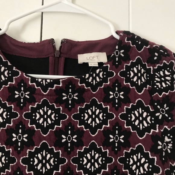 Loft shift Dress size XS purple, black, cream - Picture 2 of 8